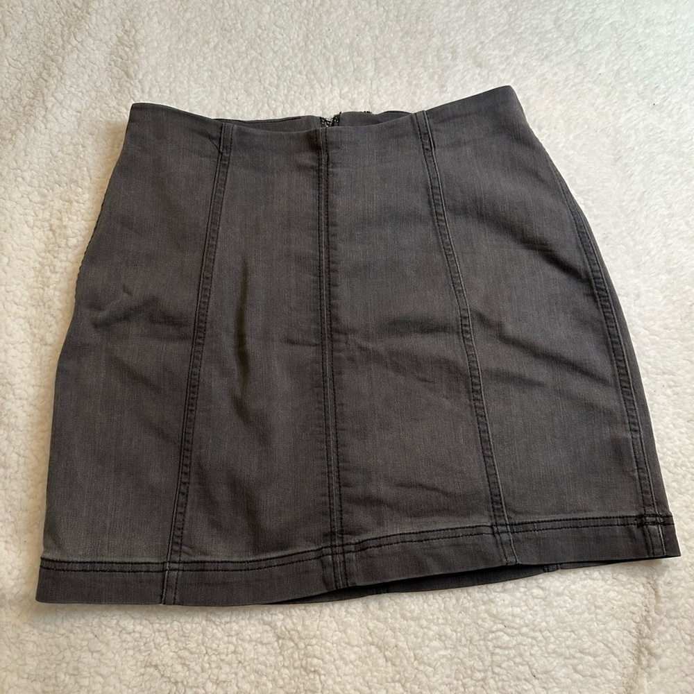 Free People Modern Femme Washed Gray Denim Mini Skirt Womens 8 - Picture 5 of 10